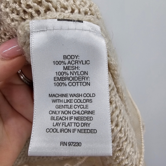 Signature Studios cream open front waterfall lace trim cardigan women's size 1x - Picture 5 of 7